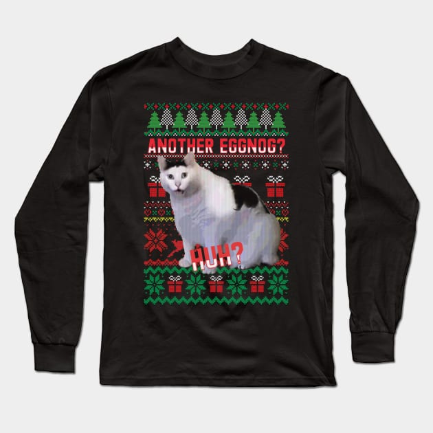 Huh Cat Ugly Xmas Sweater Long Sleeve T-Shirt by Polomaker